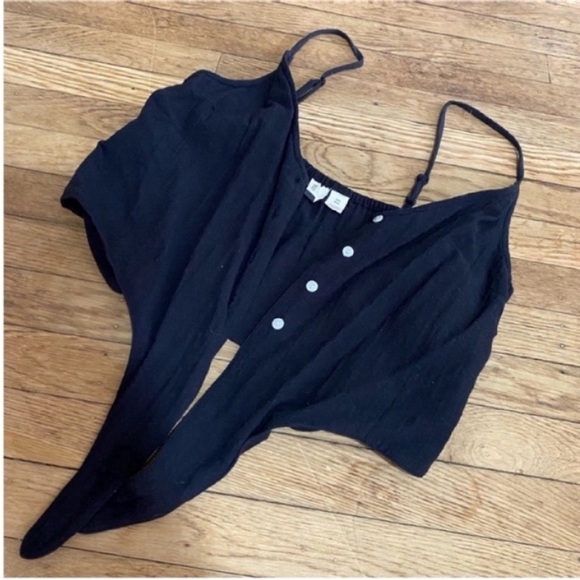 Roxy Black Tank Top Roxy Tank Top roxy crop top roxy tank top roxy tie front top - Picture 4 of 9